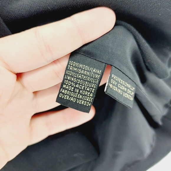 Dana Buchman Petite Black Grey Leather Collar Wool Blazer Jacket P5063 - Picture 7 of 8